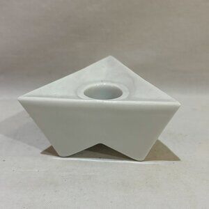 VTG Japan Otagiri White Porcelain Candleholder Geometric Triangular MCM